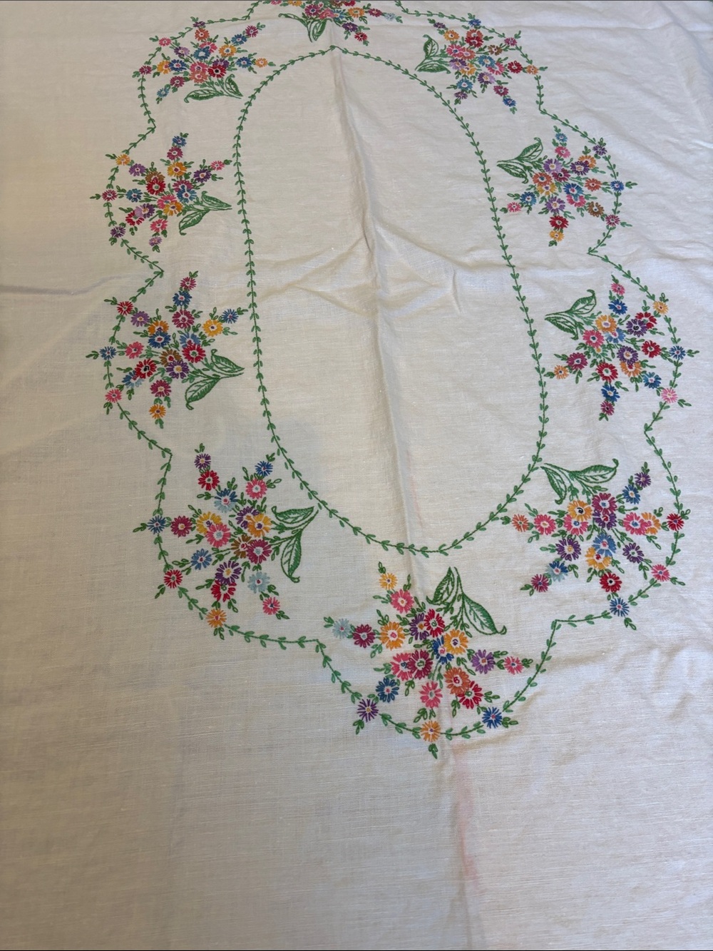 Vintage Embroidered linen tablecloth - Picture 5 of 8